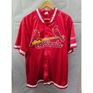 St. Louis Cardinals Red Button-Up Jersey Shirt Size XL Mercy Logo